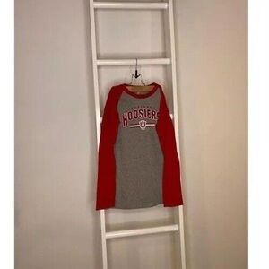 Indiana Hoosiers Shirt Womens Large Red Heathered Raglan Sleeve Crew Neck